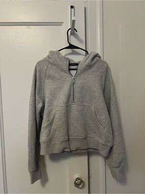 Light Gray Half-Zip Scuba Hooded Sweatshirt